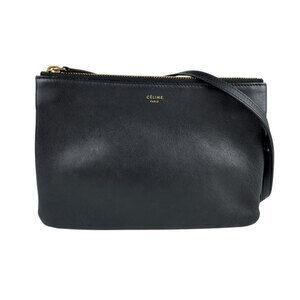 CELINE Black Leather Shoulder Bag